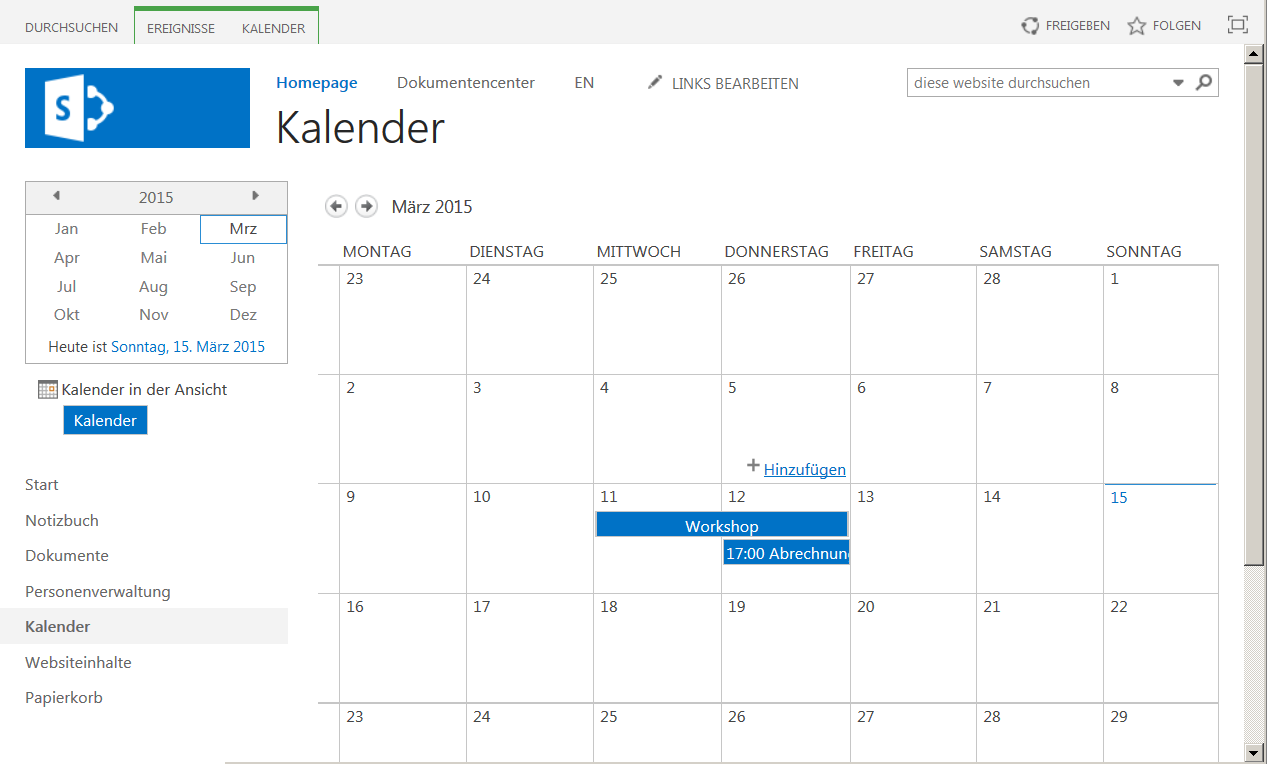 Ein SharePoint-Kalender.